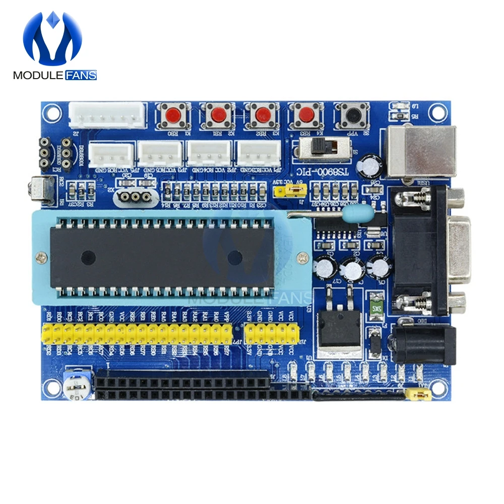 PIC Sistema Mínimo Desenvolvimento Placa Emulador Módulo, Programa JTAG ICSP, DC 12V, PIC16F877A