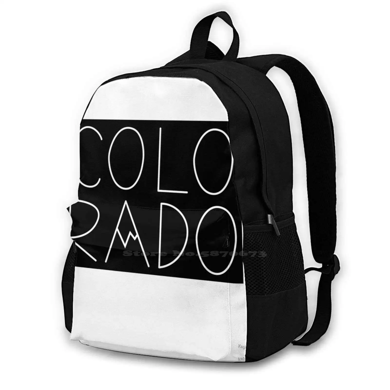 Colorado State Word Art-Black New Arrivals Unisex Bags Casual Bag Backpack Colorado State Map Travel Word Art Shape White