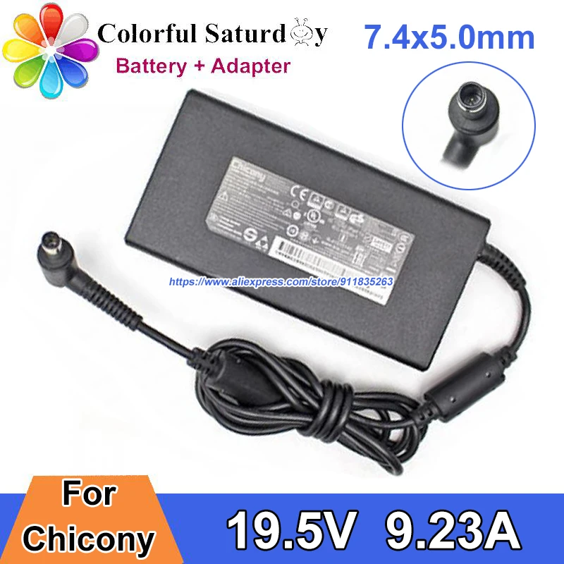 Chicony-adaptador de corriente A17-180P4A para ordenador portátil, cargador de CA de 19,5 V, 9,23a, 180W, A180A049P, 7,4x5,0mm