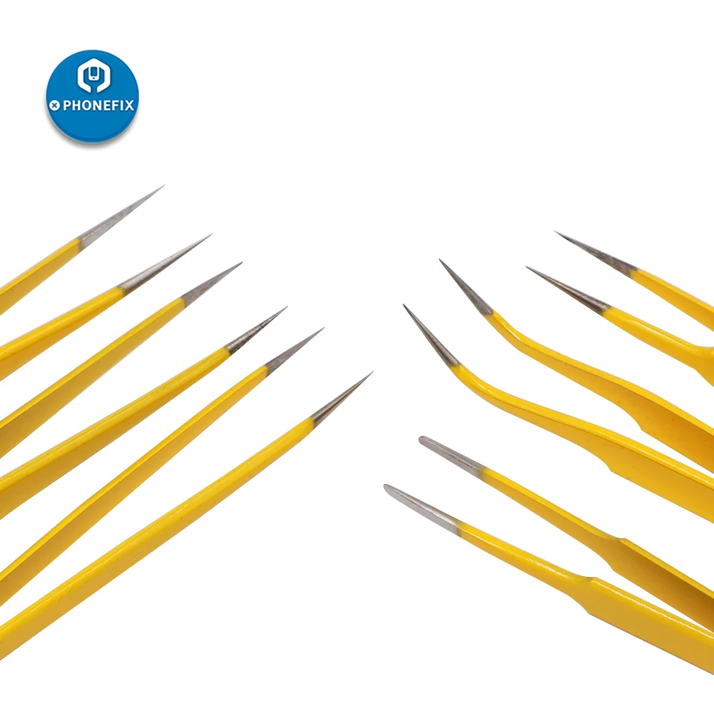 6 pz Pinzette Industriali Pinzette ESD di Precisione Antistatica Elettronica Riparazione della Scheda Madre Del Telefono Mobile Pinze In Acciaio Inox