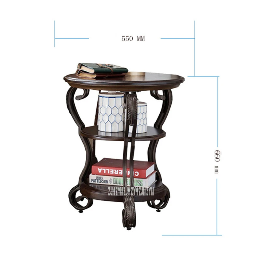 SYX-03469 Retro American Style lron Tea Table Living Room Double Layer Sofa Side Table Simple Small Round Coffe Storage Table