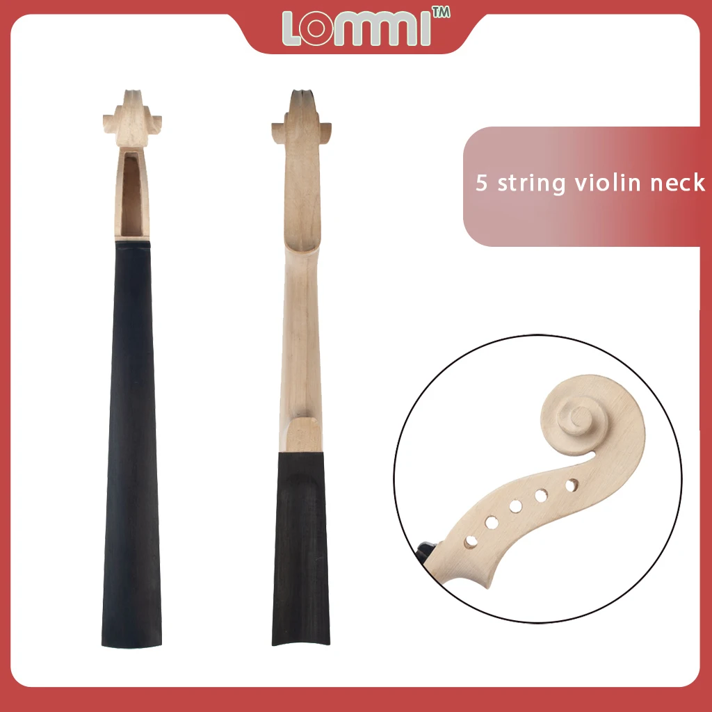 LOMMI Unfinished 5 String Violin Neck Attached Ebony Fingerboard DIY Violin Repair Making Luthier Acoustic Or Electric Violin