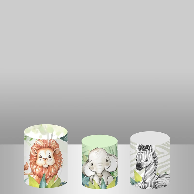 Selva safari festa redonda capa de pano de fundo crianças carro animais elefante chuveiro do bebê aniversário foto backdrops fundo capa de mesa