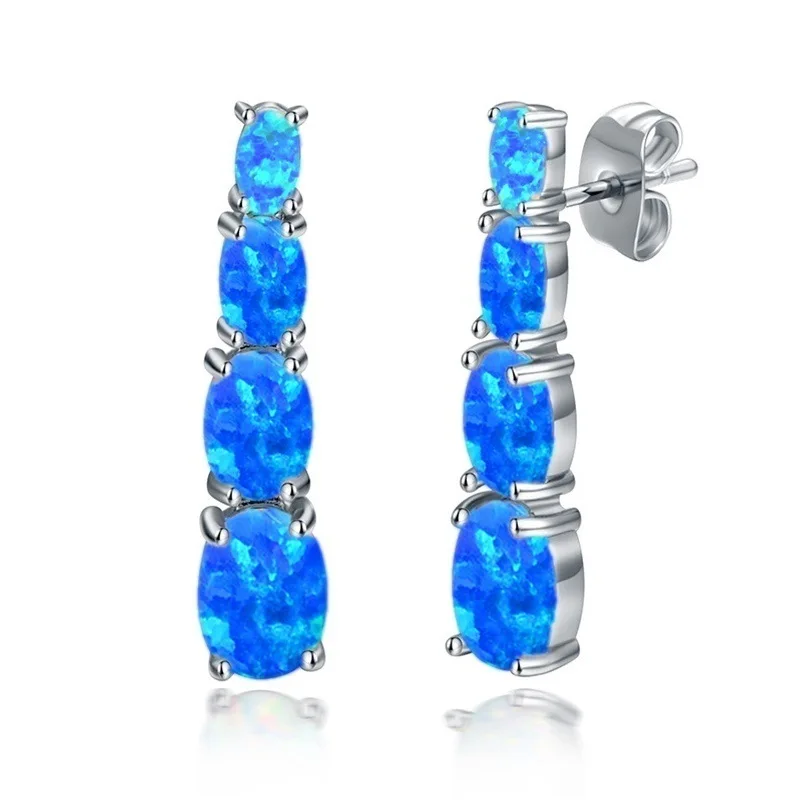 2024 Fashion Geomeric Stud Earrings for Women Jewelry Accessories Elegant Imitation Opal Earrings y Valentine Day Gifts