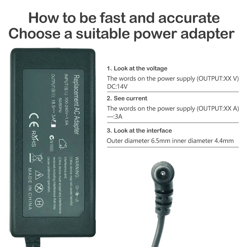 Baru 14V 3A 42W 6.5Mm * 4.4Mm LED Adapter Charger UNTUK Samsung LCD Desktop Komputer Tampilan Adapter Daya