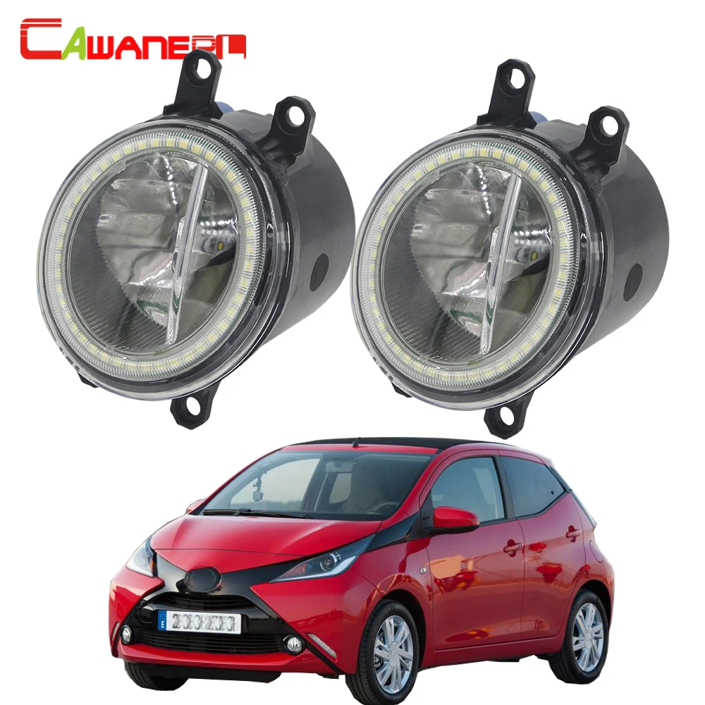 

Cawanerl For Toyota Aygo (_B4_) 2014 2015 2016 2017 2018 Car LED Bulb 4000LM Fog Lamp + Angel Eye Daytime Running Light DRL 12V