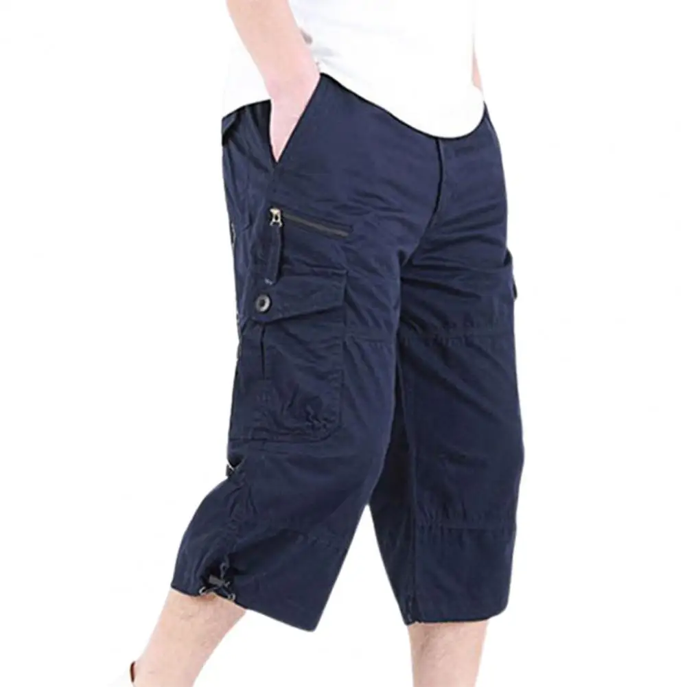 Pantalones cortos Cargo de longitud larga para hombre, pantalón corto informal de algodón con múltiples bolsillos, 3XL