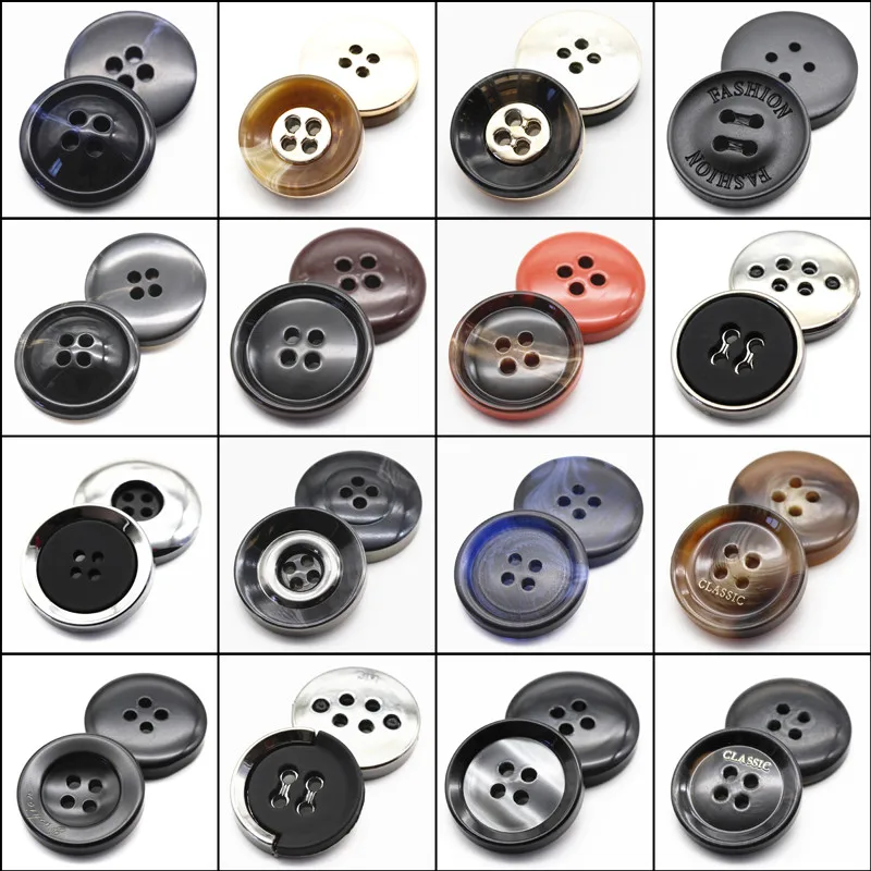 6Pcs/lot 15-30mm High-grade 24 kinds of resin four-eye suit buttons men and women shirts coats clothes decorative buttons C074