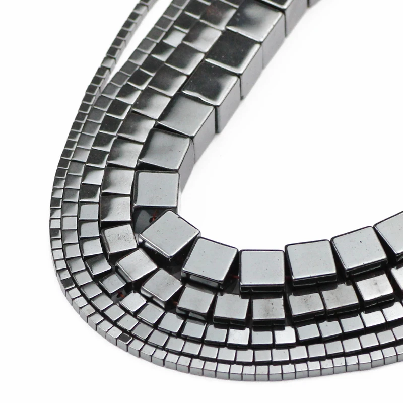 Kamień naturalny kostka kwadrat czarny hematyt koraliki 2 3 4 6 8 10mm Charm koraliki dystansowe luzem koraliki do tworzenia biżuterii DIY bransoletka naszyjnik