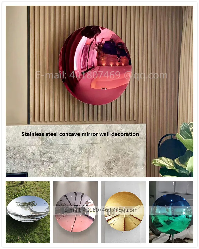 Stainless steel concave mirror wall decoration hotel model room TV background wall living room dining room porch wall decoration