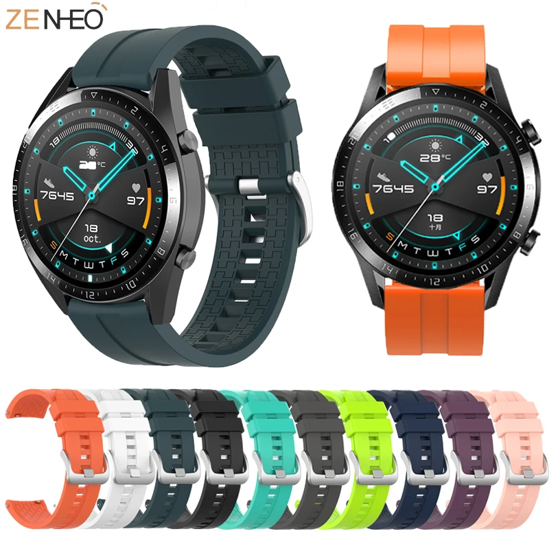 Ban Đầu Silicone 22Mm Dây Đeo Đồng Hồ Huawei GT2 46Mm Đồng Hồ Thông Minh Smartwatch Dây Đeo Dây Đeo Thay Thế Cho Đồng Hồ Huawei Watch GT 42Mm 46Mm