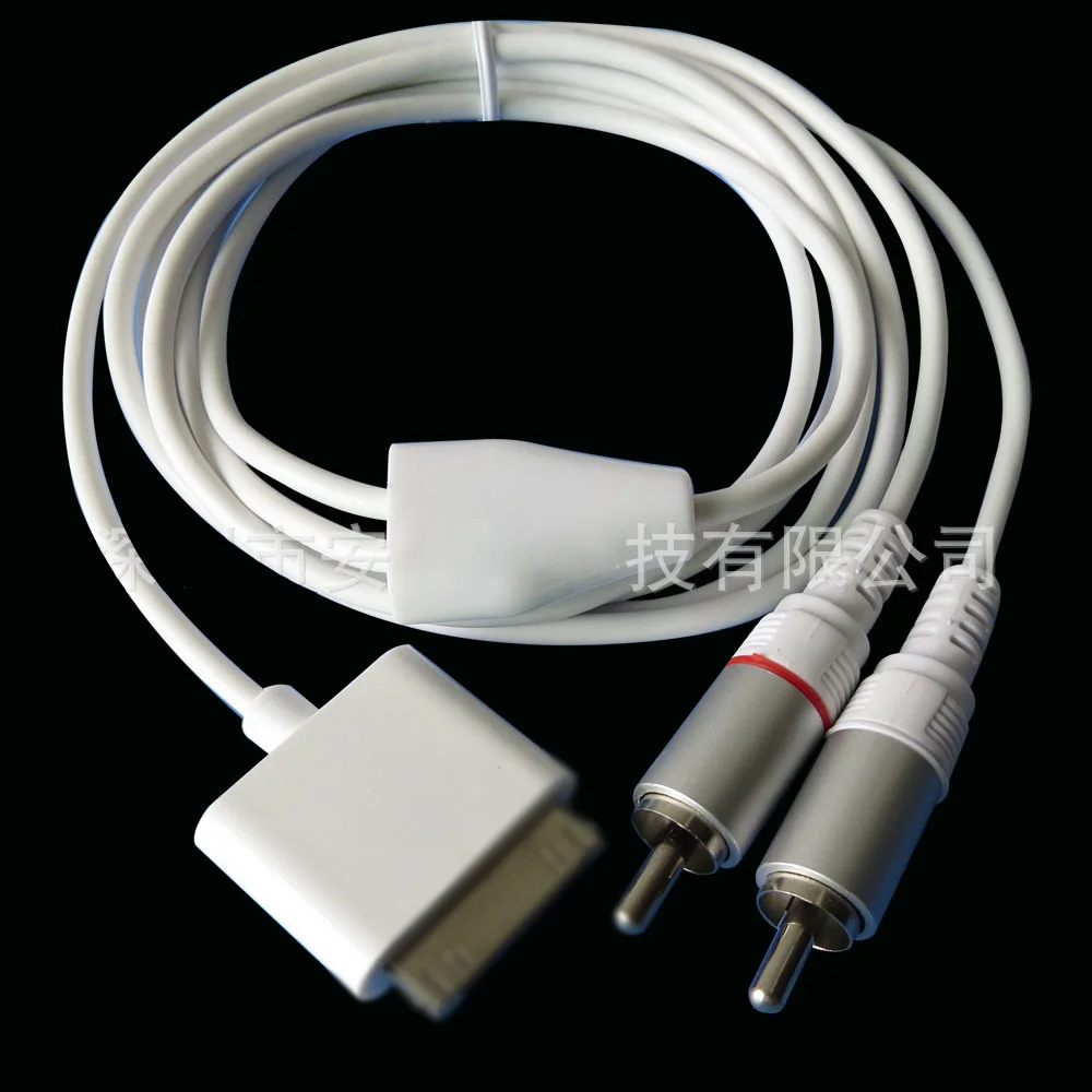 30 pins Male jack Cable to 2 RCA Male Audio adapter Headphone Splitter Aux Cable for Speaker Amplifier for iPad 3 4 Composite AV