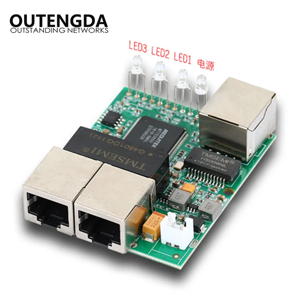 Network Hub Switch Pcba Module, Monitoramento de Segurança, Mini Gigabit, Built-In Ethernet, Fast Network Switch, 3 Portas, 10 Mbps, 100 Mbps, 1000Mbps