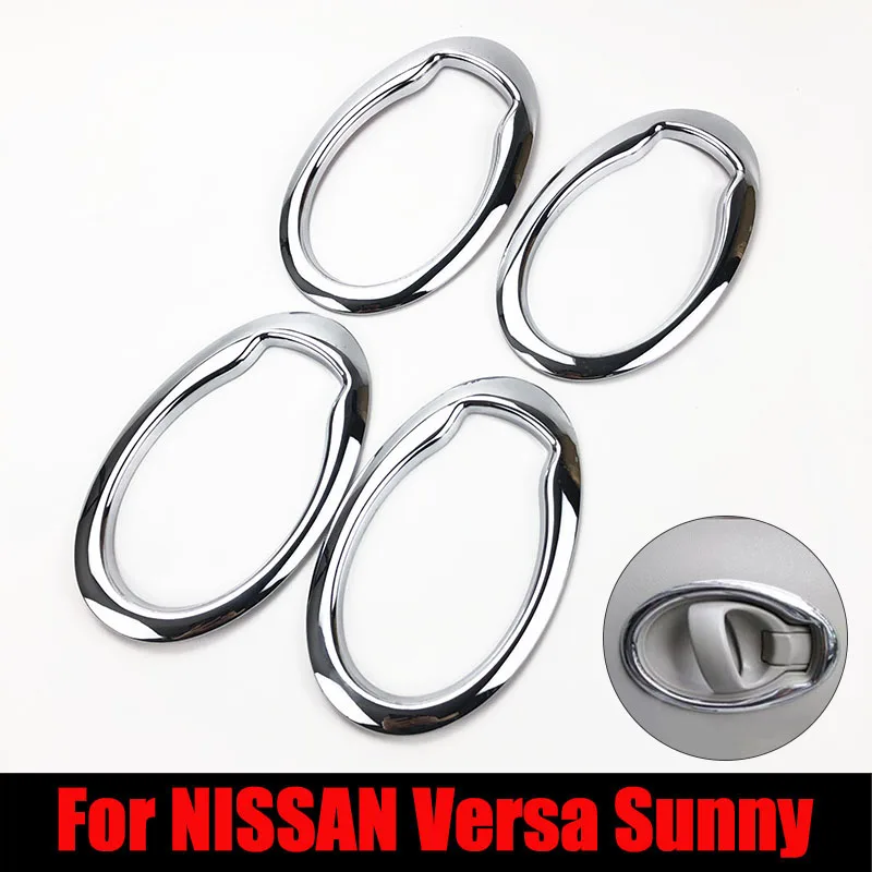 Akcesoria do stylizacji samochodów Chrome wewnętrzna klamka do drzwi pokrywa wykończenie wnętrza pasuje do nissan versa Latio Sunny 2010-2017