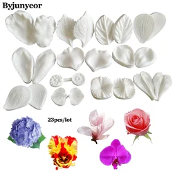 23PCS Flower Petal Leaf Silicone Veiner for Mold Fondant Sugarcraft Gumpaste Resin Clay Water Paper Cake Decorating Tool C268