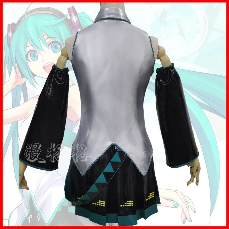 Vocaloid Miku Cosplay Wig Costume Japan Midi Dress Beginner Future Miku Cosplay Female Halloween PU leather Hatsume Miku custom