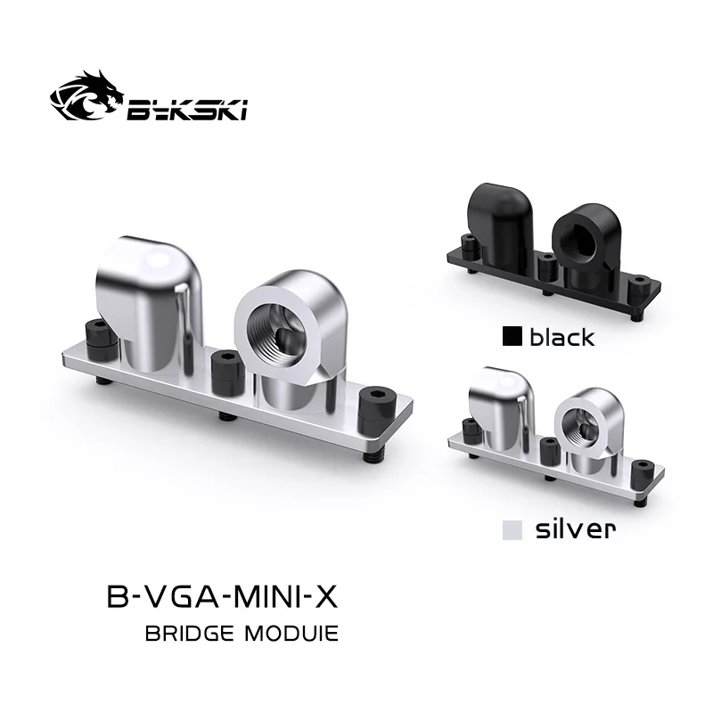 Bykski B-VGA-MINI-X G1/4 360 Adaptor Jembatan Blok GPU Terminal Putar Hitam Perak Pasang Pendingin Air Sesuai Arah Perubahan