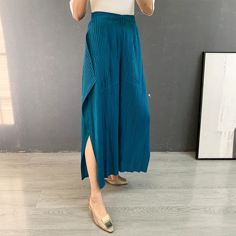 

miyake pleated wide-leg pants 2021 autumn new basic casual pants loose high-waist stretch solid trousers for women