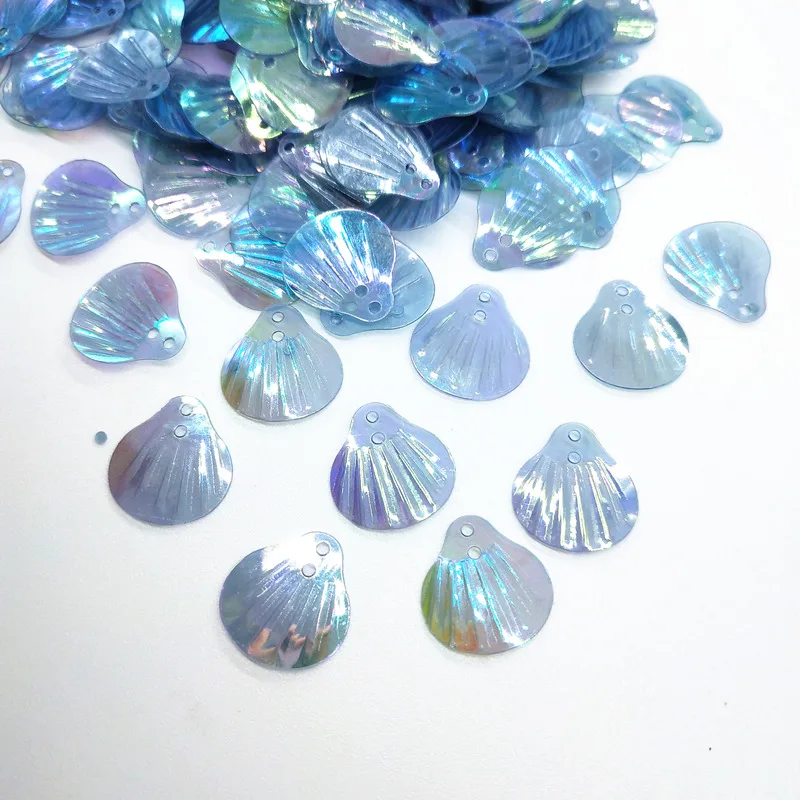 50g/Lot 13mm Shell Sequins Blue AB With 2 Holes Sewing DIY Mermaid Dress Clothing Model A