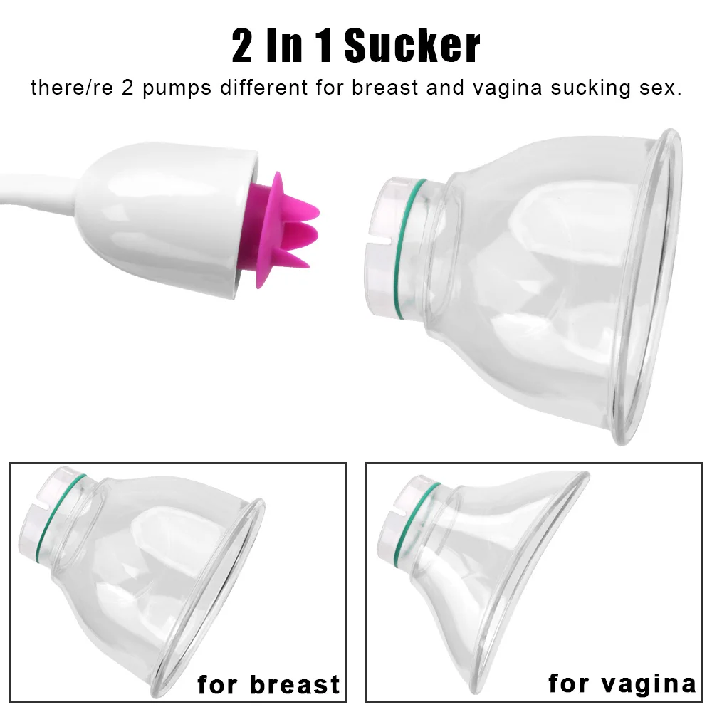 Two Vaginal Breast Pump Electric Sucking Vibrators For Women Nipple Sucker Clitoris Licks Suction Sex Toys Female Masturbator