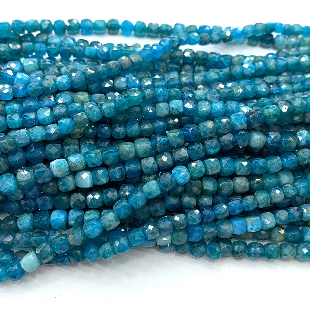 Veemake Apatite Irregular Cube Natural Faceted Small Beads 06801