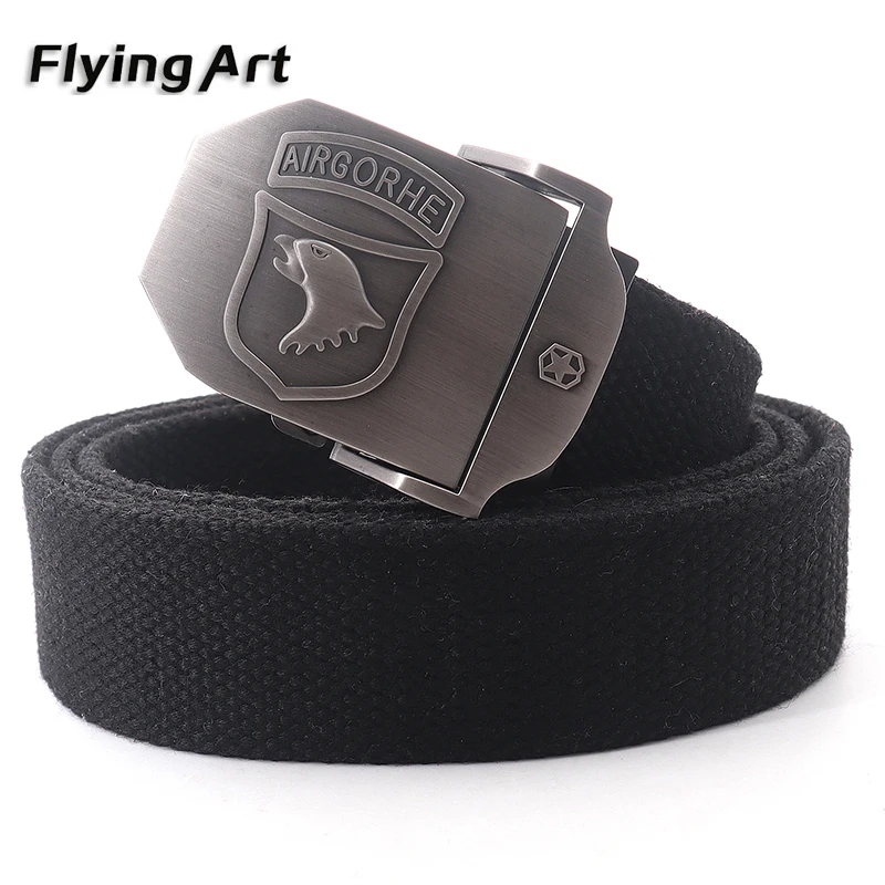 Flying Art AIR GROHE Men's Automatic Buckle Adjustable Belt High Quality Canvas Belt Fashion All-match Ladies Casual Jeans Belt