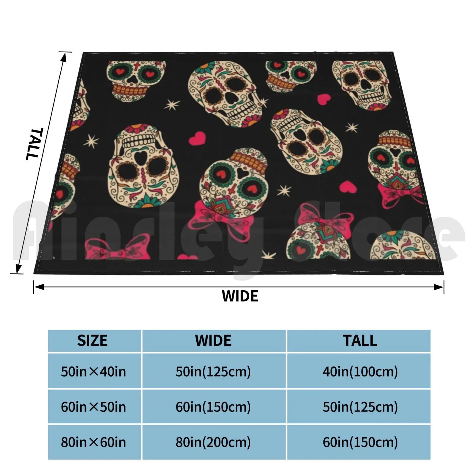 Skull Colored Blanket Fashion Custom 1023 Skull Day Of The Dad Mexicain Sugar Skull Skulls Day Of The