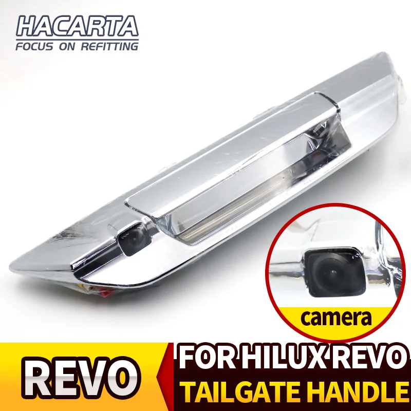 

FOR TOYOTA HILUX REVO ROCCO 2016-18 STANDARD REAR GATE TAILGATE HANDLE WITH CAMERA SILVERY COLOR COVER CHROMIUM ABS