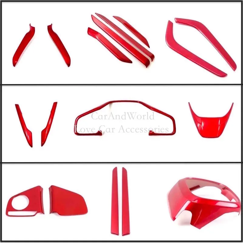 Car Red Interior Steering Wheel Middle Console Gear Shift Frame Trims Cover Exterior Accessories For Honda CR-V 2017-2021