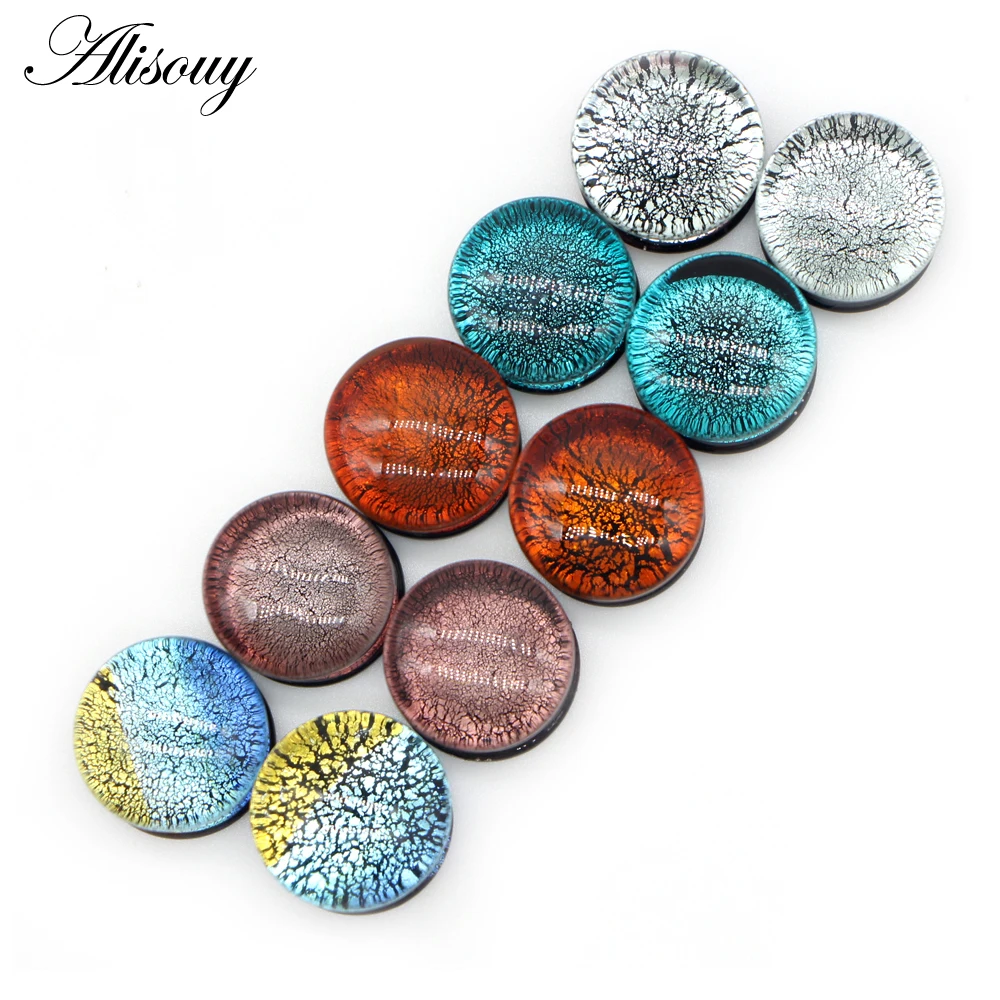 Alisouy 2PC Fashion Round crack Glass Ear Plugs Strechers Expander Fake Earrrings Romantic Gift For Unisex Piercing Body Jewelry