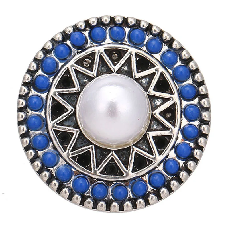 New beauty Crystal Pattern Pearl pattern 18mm snap buttons fit DIY 18MM snap buttons snap jewelry wholesale