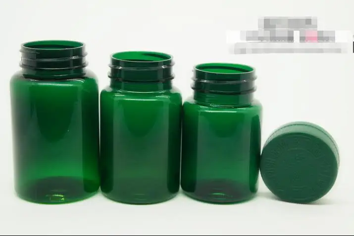 (100pcs/lot) 100cc Transparent Green Color childproof Cap PET Empty Bottle, Plastic Medicine Bottle,100ml Caspule Bottle