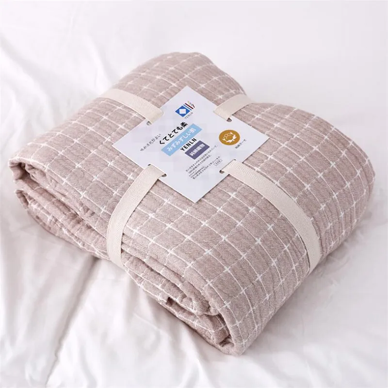 Bedspreads Quilted Summer Fashion Style Cotton Gauze Throw Blankets On The Bedding Comforter Quilt For Sofa Cover 200*230cm