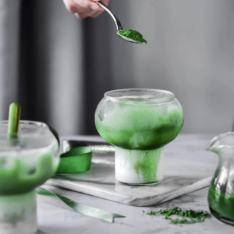 KEMORELA New Nordic Style Bar Cocktail Glass Coffee Mug Transparent Ball Yogurt Mousse Cup Ice Cream Dessert Cup Milk Shake Mug
