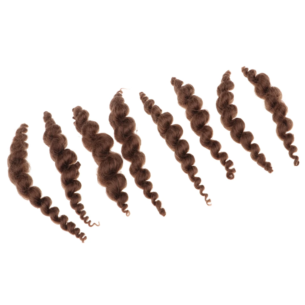8 Stripes Pure Mohair Curly Hair Wig for Reborn Baby Newborn Doll Dark Brown