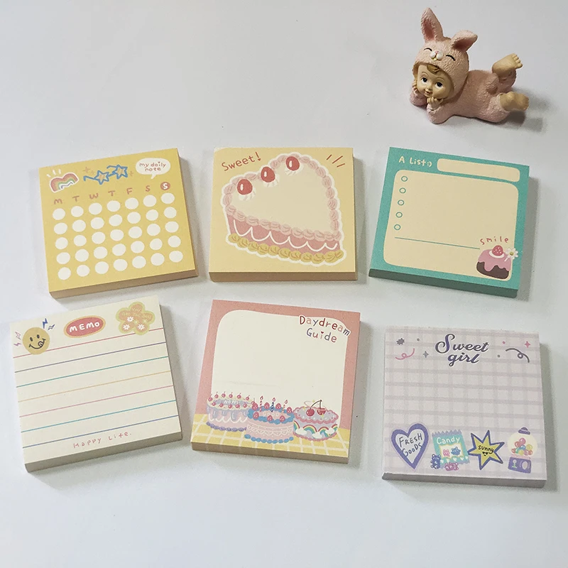 100 Sheets Cute Rainbow Cake Plaid Memo Pad Note Paper Planner DIY Scrapbook Diary Notepad Stationery School Supplies