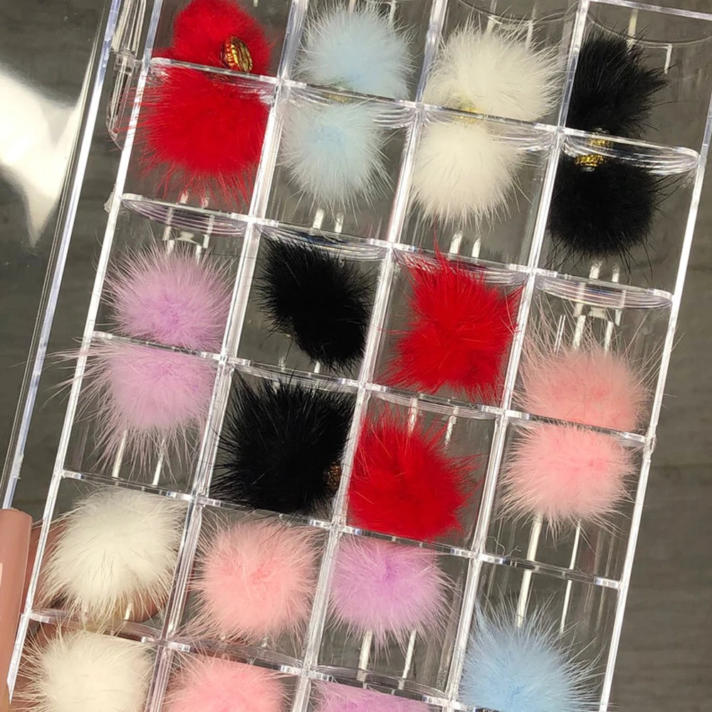 

24PCS-NAIL CHARMS Ball 3D Puffy Pom Nail Decoration Pompoms New Designs Plush Balls Accessories Nail Decor