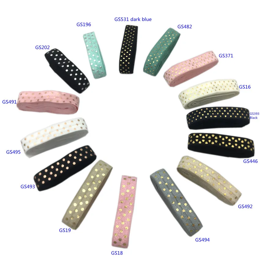 5Yard 15mm Big Polka Dot Metallic Foil Print Elastic Band Spandex Ribbon Sewing Trim Hand Bracelet Garment Accessories