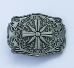 Rectangle Keltic Cross Floral Flower Belt Buckle