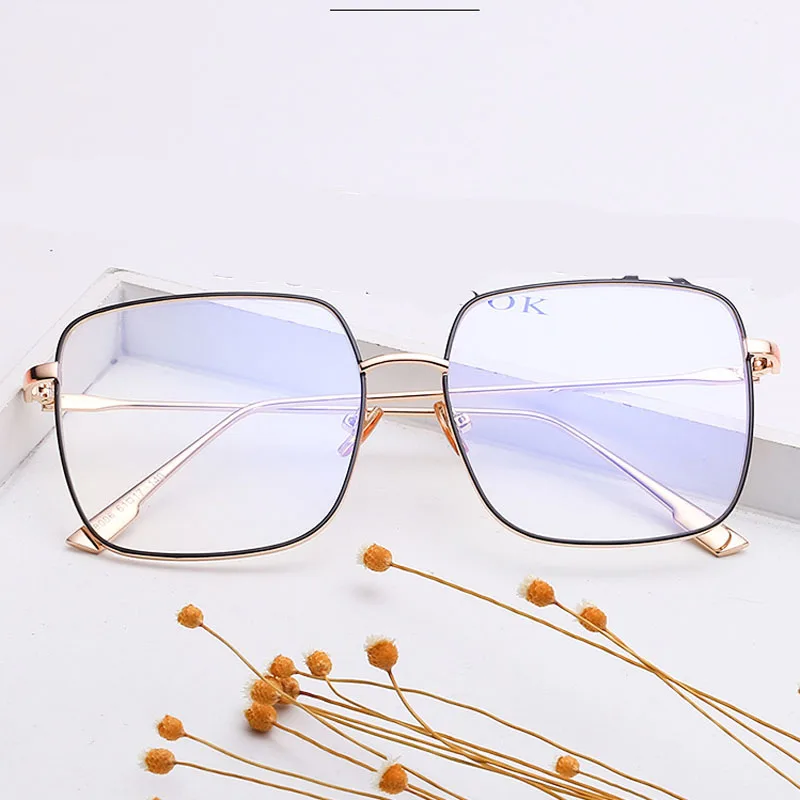 Korean Fashion Square Clear Glasses Women 2024 New Oversized Eyewear Spectacle Frames Transparent Oculos Eyeglasses Fake Glasses