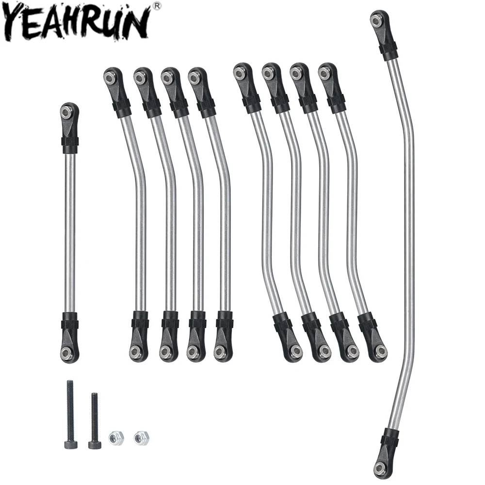 YEAHRUN Stainless Steel Chassis Linkage Links and Plastic Rod End for 1/10 RC Crawler Car Axial Wraith 90018 90048 90053