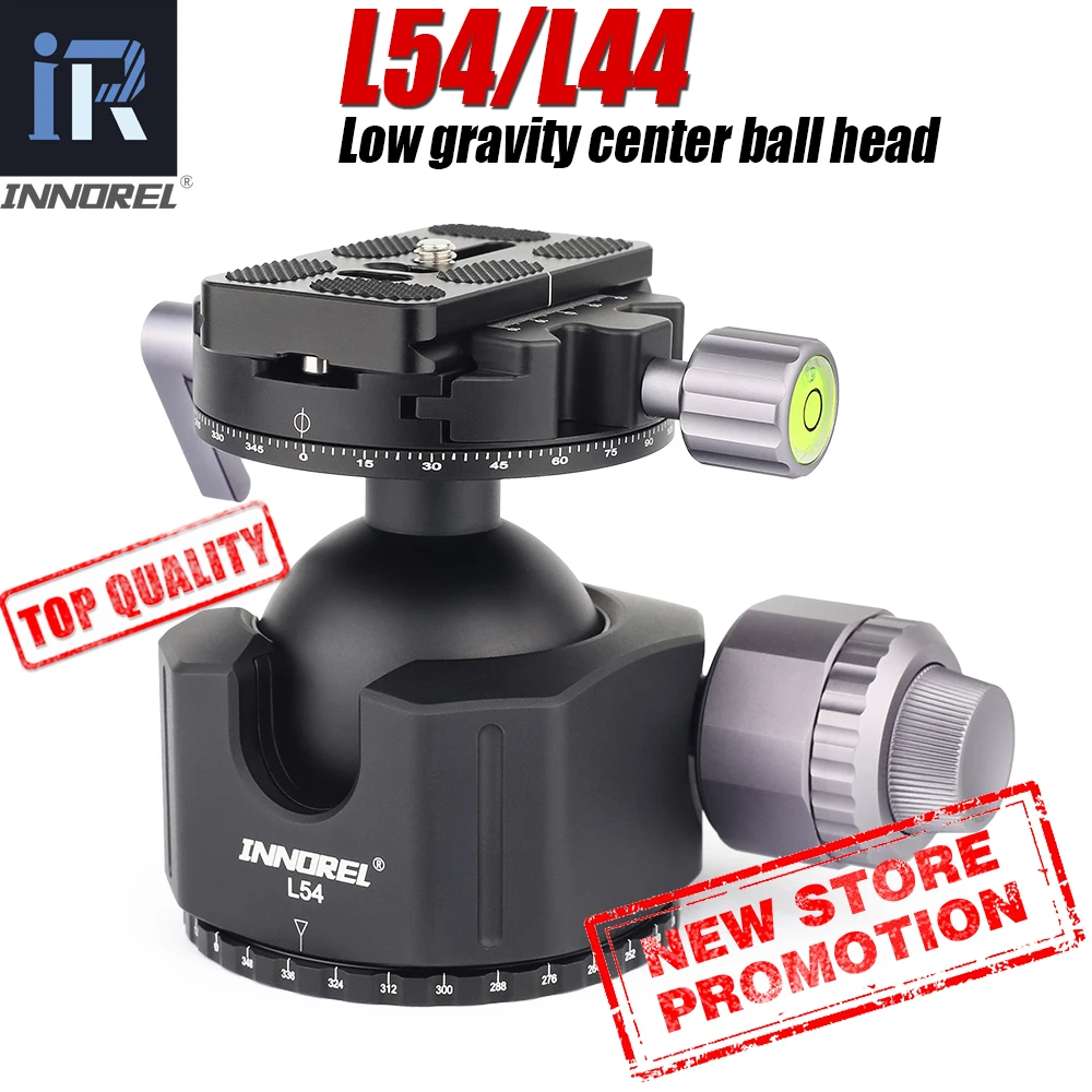 Low Center of Gravity Ballhead 54mm 44mm super large Hollow sphere tripod head Double U Notch ultra-low profile Damping setting