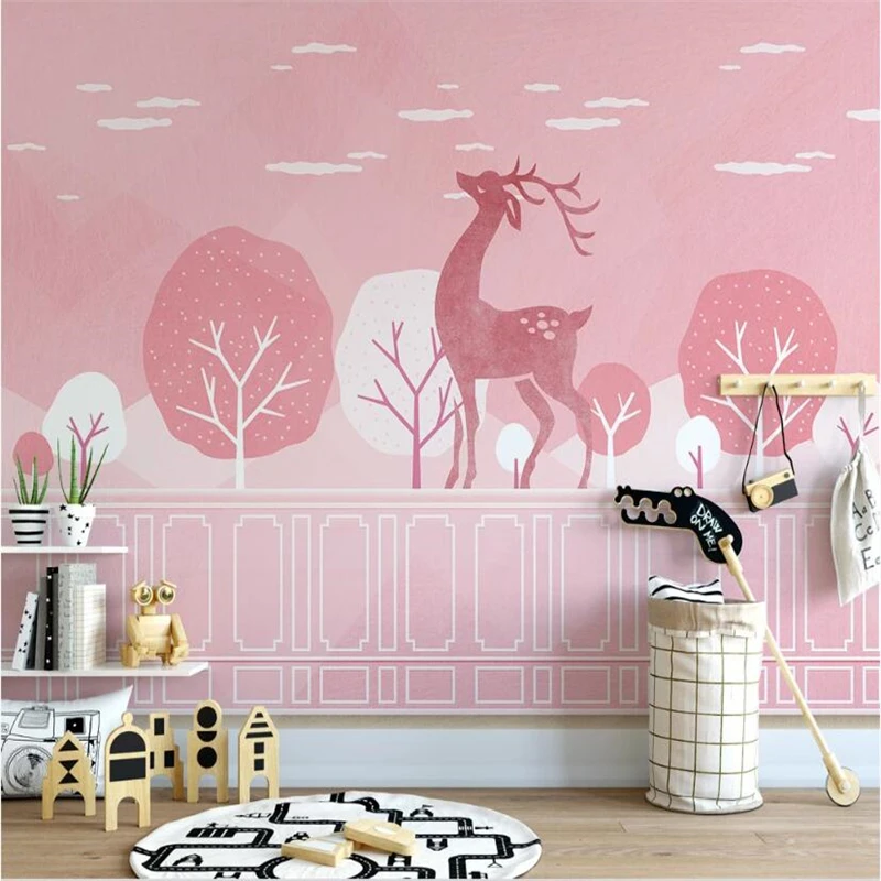 

custom Blue cartoon tree cute wall paper for child's room wallpapers for living room background 3D White plaster home decoration