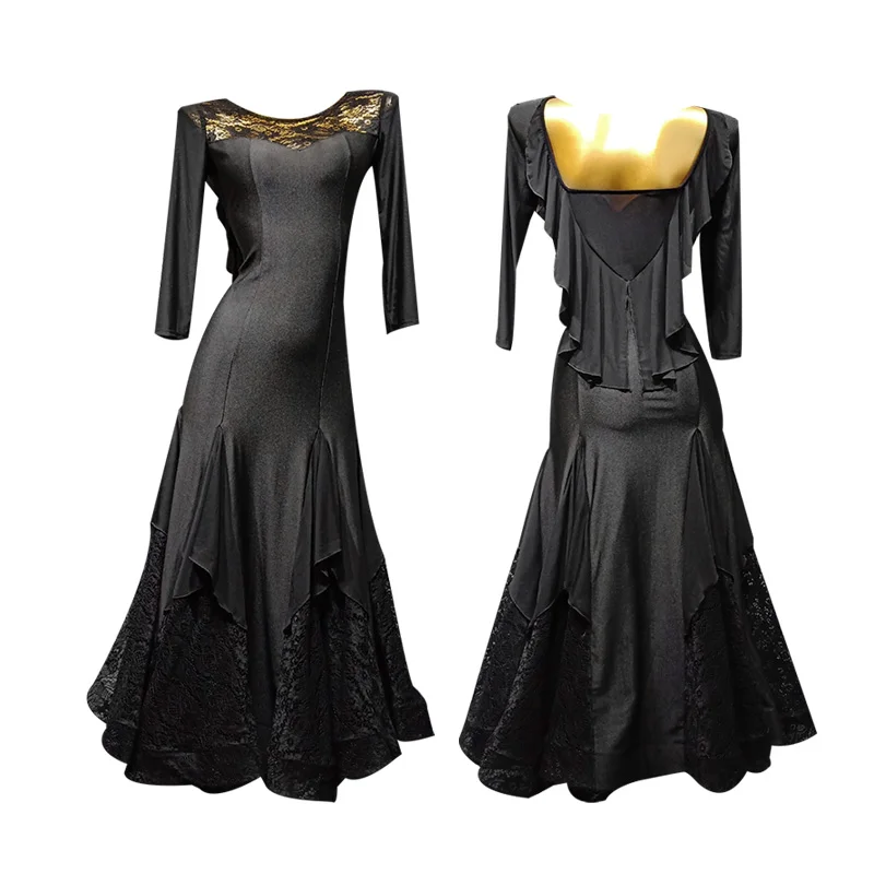 

modern dance dress adult woman new dance dress big swing fish bone lace performance suit T016B