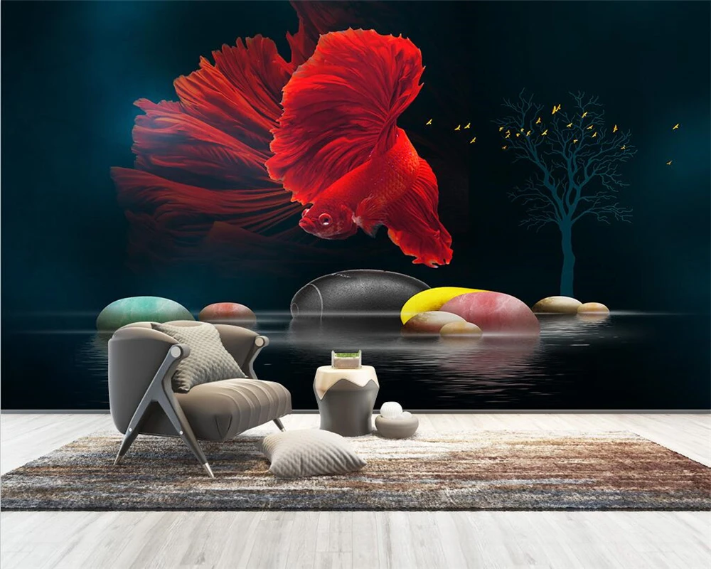 

Beibehang индивидуальный Современный модный светлый роскошный 3D трехмерный guppy pebble background papel de parede обои