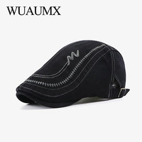 NEW Casual Berets Hat Men Women Washed Cotton Embroidery Visors Solid Peaked Caps Herringbone Flat Caps casquette beret