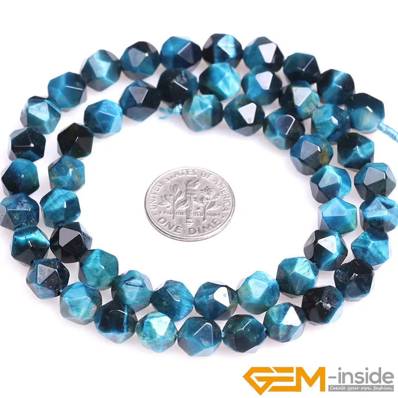 Faceted Blue Tiger Eyes Beads For Cambay Natural Stone Beads For Jewelry Making Beads Heat Treatment Discolored Strand 15 Inches