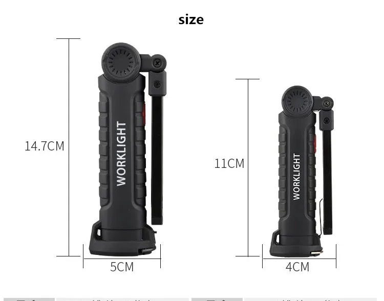 Imagem -03 - Lanterna Led 18650 Bateria Usb Recarregável Cob Luz de Trabalho Modo Lâmpadas Led Tocha Flexível Portátil Magnético Pendurado Gancho Lâmpada