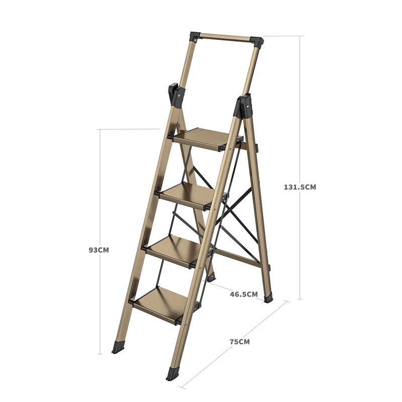 Tangga Herringbone Lipat Rumah Tangga Dalam Ruangan Multifungsi Tebal Aluminium Aloi Pegangan Tangga Kecil Tangga Dapat Ditarik