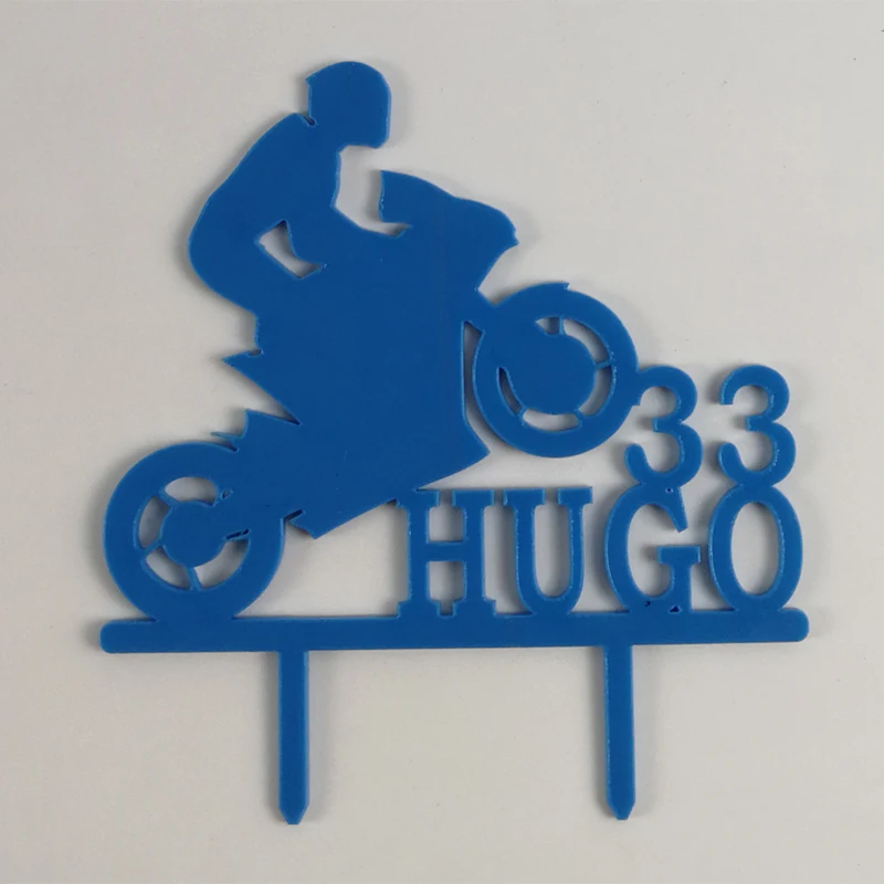 Man Motocross Silhouette Custom Name Age Motorcycle Racing Cake Topper For Motocross Fans Birthday Party Cake Decoration YC172